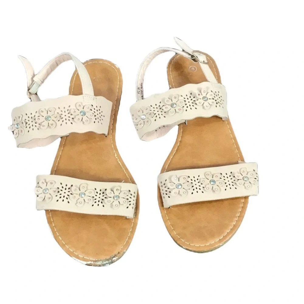 {Anna} Lazercut Floral Sandals - Picture 1 of 3